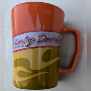 Harley Davidson Orange/Silver/ Yellow Coffee Mug NICE CONDITION